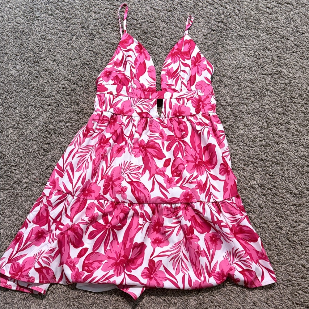 Floral Pink and White Dress